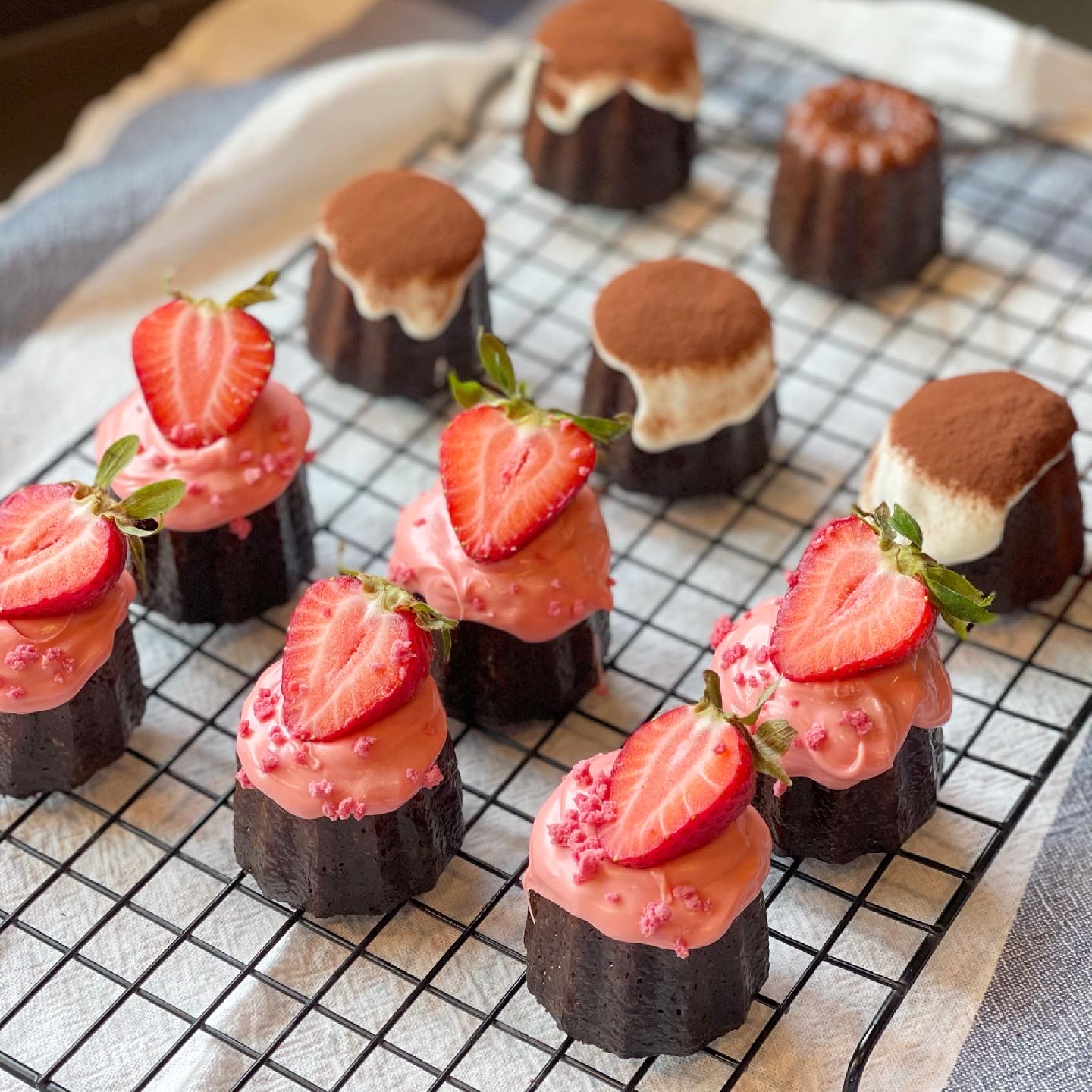 Strawberry canelés