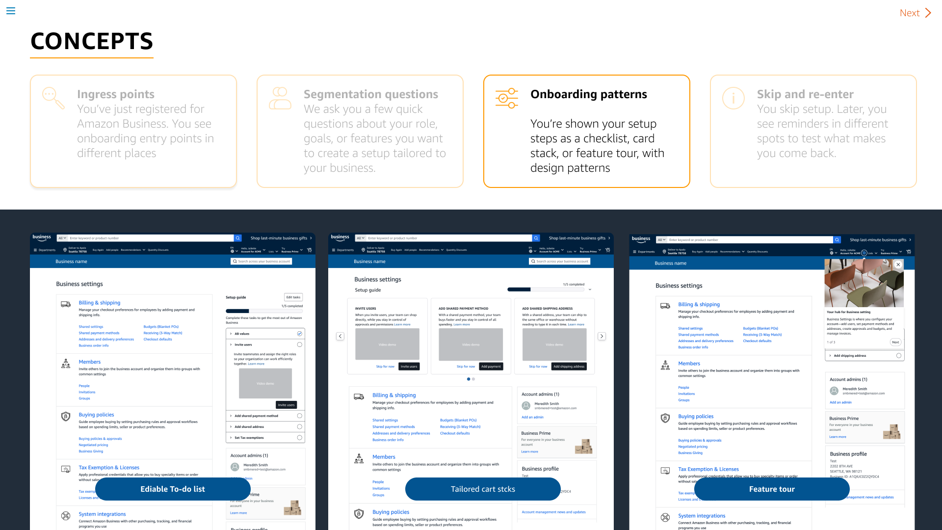 Concept study - onboarding patterns